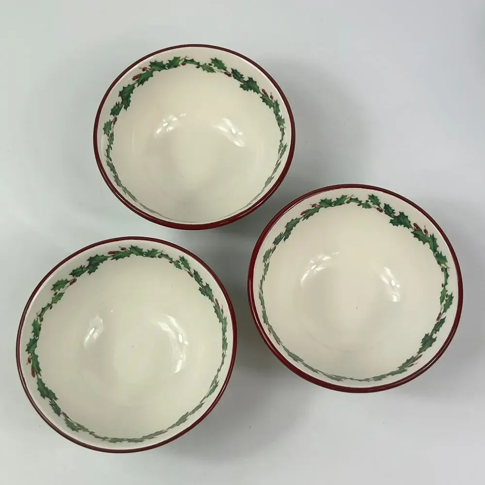 Williams Sonoma 2012 Vintage Postcard Condiment Serving Bowls Set of 3 With Box